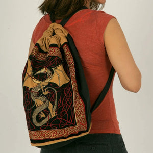 India Arts 15"x18" Celtic Dragon Bag Backpack #SC071-RE