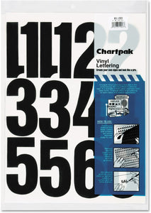 Chartpak 4" Press-On Vinyl Numbers, Self Adhesive, Black #01193