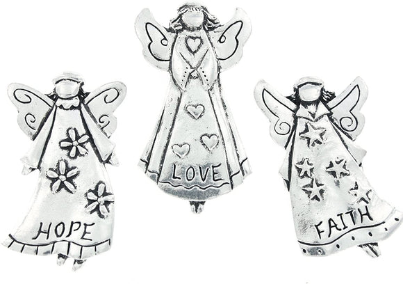 Basic Spirit Hope Angels Set of 3 Pewter Magnets #MM-31