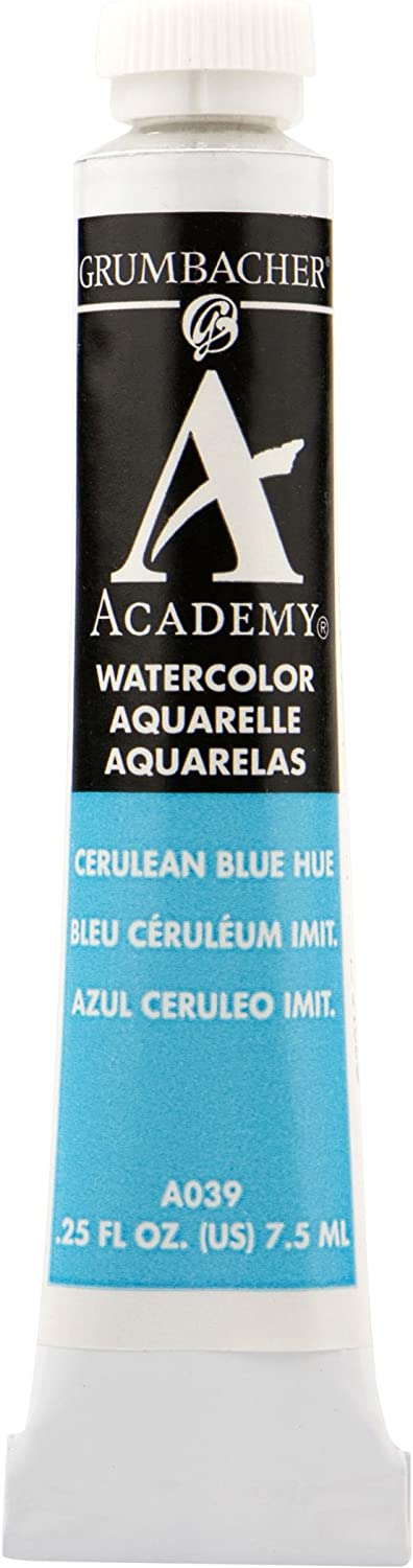 Grumbacher Academy Watercolor Paint, 7.5ml, Cerulean Blue Hue #A039