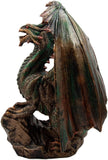 Pacific Giftware 9" Bronzite Dragon Standing on Rock Statue #11544