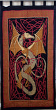 India Arts 44"x88" Celtic Dragon Tab Top Curtain, Red #CT074-14
