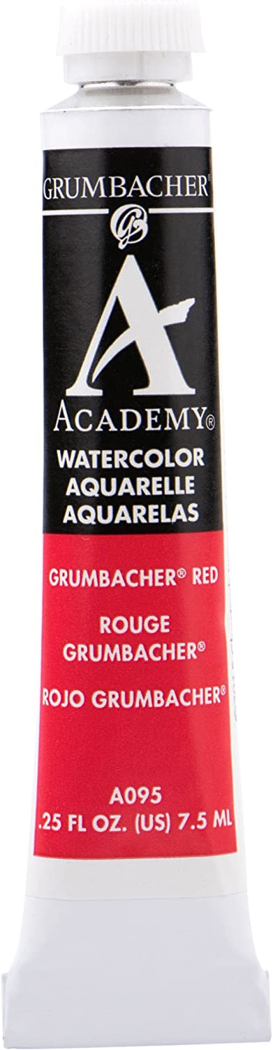 Grumbacher Academy Watercolor Paint, 7.5ml, Grumbacher Red #A095