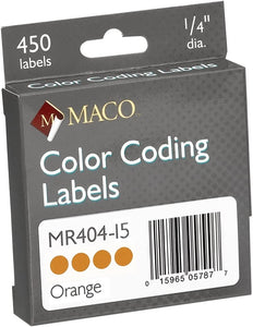 Maco Orange Color Coding Labels, 1/4" Round #MMR404-15