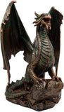 Pacific Giftware 9" Bronzite Dragon Standing on Rock Statue #11544