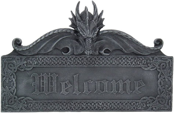 Pacific Giftware Gothic Guardian Dragon Welcome Plaque #12360