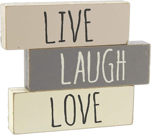 CWI Gifts Farmhouse Colors Live, Love, Laugh Block, 3 Asstd. #G34451