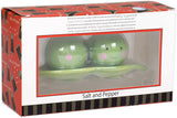 One Hundred 80 Degrees Peas in a Pod Green Ceramic Magnetic Salt and Pepper Shakers 3 Piece Gifting Boxed Set #PJ0346