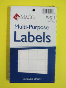 Maco Multi-Purpose Labels, White, 3/4" x 1" #MMS-1216