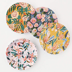 One Hundred 80 Degrees Floral Watercolor Melamine Plates #ME0455, Set of 4