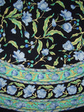 India Arts 70" French Floral Round, Blue on Black #TC109-03