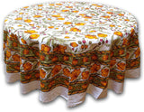 India Arts 70" French Floral Round Cotton Tablecloth, Saffron #TC109-01