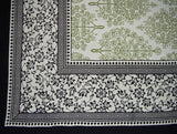 India Arts 70"x70" French Floral Cotton Tablecloth, Olive & Black #TC397-08