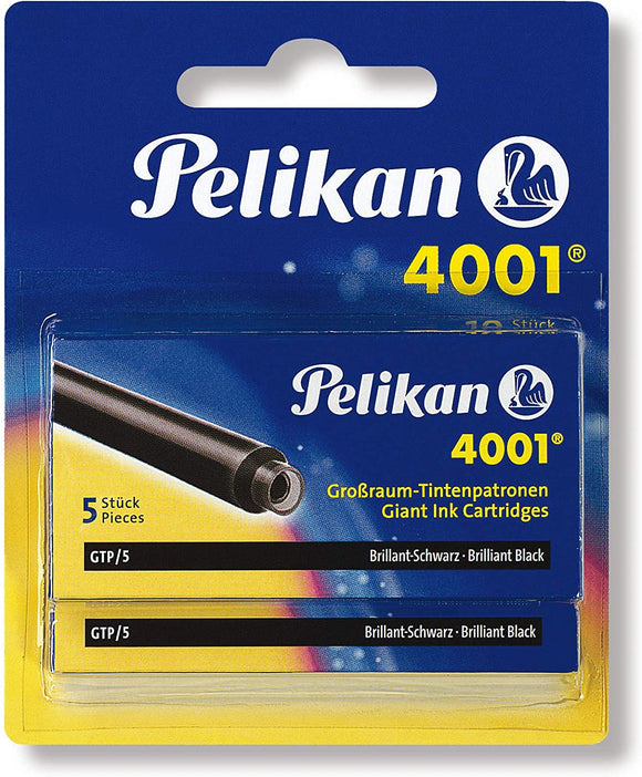 Pelikan 4001 GTP/5 Ink Cartridges for Fountain Pens, Brilliant Black, 1.4ml #330860