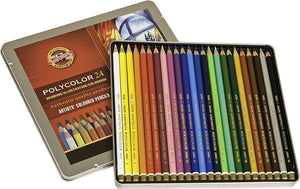 Koh-I-Noor Polycolor Drawing Pencil Set, 24 Assorted #FA3818.24OT