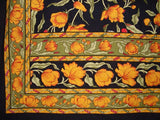 India Arts 44"x88" French Floral Tab Top Curtain, Amber/Black #CT109-04