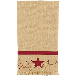 Country House Collection Primitive Star Vine Cotton Burlap Towel 20"x28" #90795