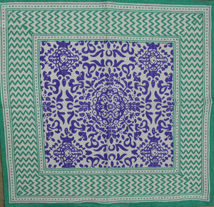 India Arts 18"x18" French Country Geometric Print Tablecloth, Purple Green #TN397-03