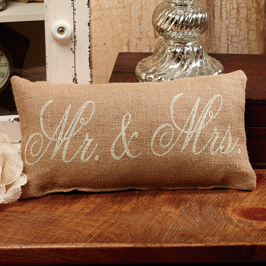 Country House Collection Small Burlap Mr. & Mrs. Pillow 12