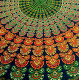India Arts 72" Cotton Sanganer Peacock Mandala Floral #TC050-06