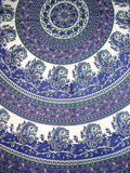 India Arts 72" Blue Indian Mandala Round Cotton Tablecloth #TC361
