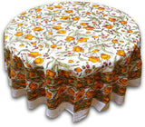 India Arts 70" French Floral Round Cotton Tablecloth, Saffron #TC109-01