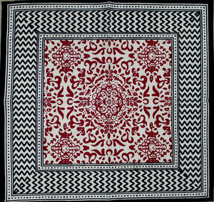 India Arts 18"x18" French Country Geometric Print, Red Black #TN397-01