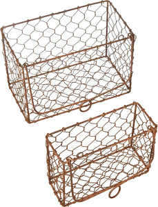 CWI Gifts Chicken Wire Wall Baskets #G11381AB, 2/Set