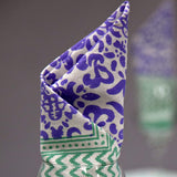 India Arts 18"x18" French Country Geometric Print Tablecloth, Purple Green #TN397-03
