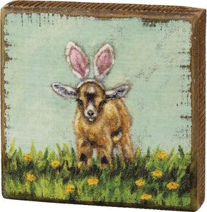 Primitives by Kathy 4.5"x4.5" Box Sign - Kid Bunny Ears #109168