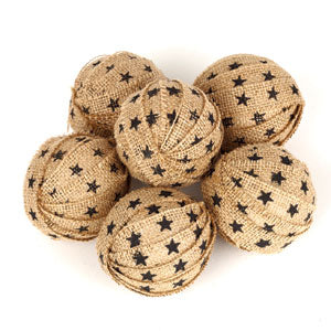 Country House Collection 2.5" Star Burlap Rag Balls S/6 #92308