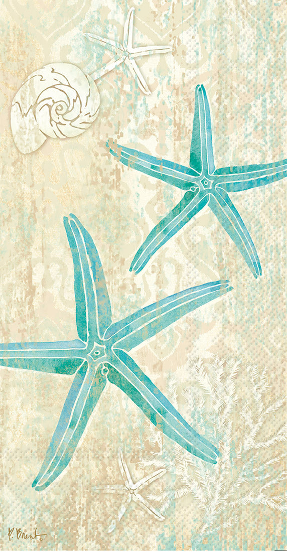 Boston International Turquoise Starfish Beach Guest Towel #BF735100