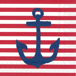 Boston International 5"x5" Yacht Club Red Anchor Paper Napkin #C577610