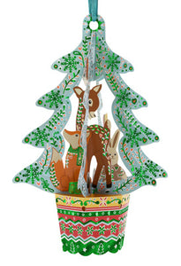 Boston International Santoro Bauble Christmas Card, Woodland Animals Tree #SBL002