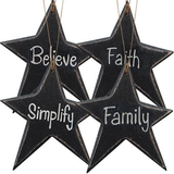 CWI Gifts Black Star Word Ornaments #G33093, 4/Set