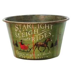 CWI Gifts 4" X 6.5" Starlight Sleigh Rides Vintage Tin Bowl #G60018