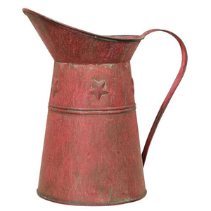 CWI Gifts 8½"x8¼" Red Metal Pitcher, Watering Can #GM8789