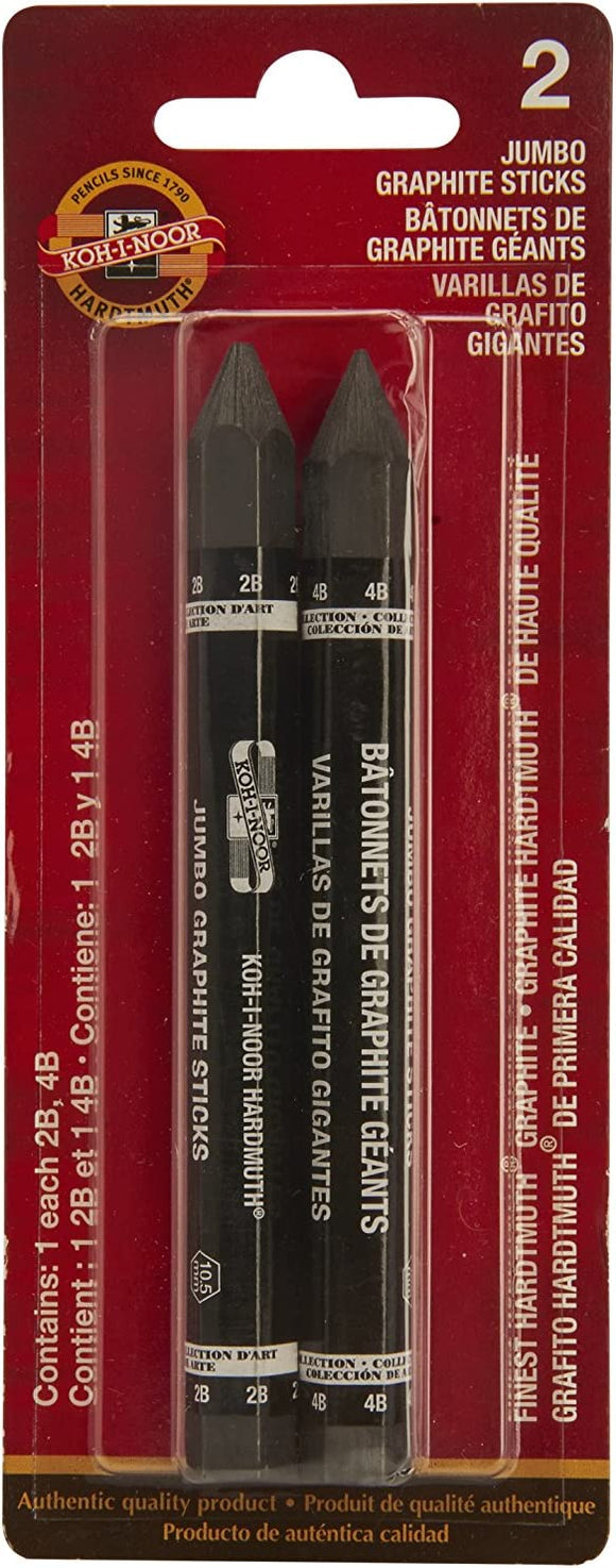 Koh-I-Noor Jumbo Graphite Stick Set, 2B and 4B Degrees #FA8971.2BC