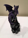 Pacific Giftware 5.5" Small Guardian Dragon Protecting Castle, Purple #11473