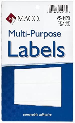 Maco Multi-Purpose Labels, 7/8 x 1-1/4}, White Rectangle #MMS-1420