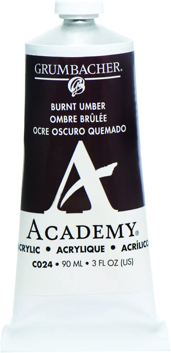 Grumbacher Academy Acrylic Paint, Gloss, Burnt Umber, 90ml #C024P