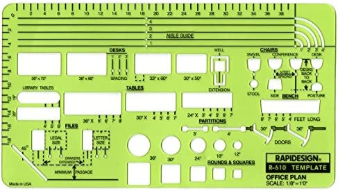 Chartpak Office Plan Template, 1/8 Inch Scale #R610